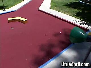 TEEN LITTLE APRIL GOES SOLO OUTDOORS! Fingering her pussy with teasing vibes.