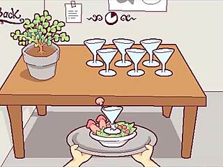 i watch the futanari waitress put cum on pizza in this kinky hentai game episode 4