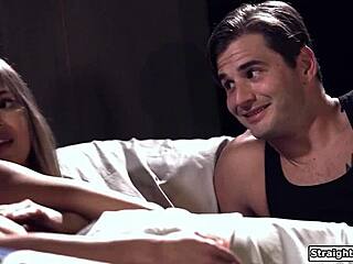 Stepmom and stepson team up to share a college girl’s tight pussy