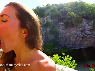 Wild Public Fucking On High Cliff. Mia Bandini Takes Cum In Mouth Outdoors.