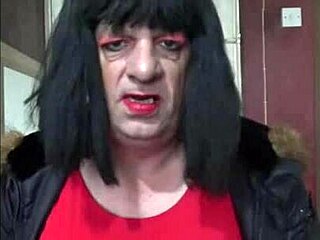 Old Crossdressing Amateur Uses Red and Black Masturbation Machine in Bisexual Gay Scene Part 1