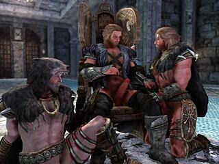 In Skyrim's Palace, Hairy Characters Engage in Intense Gay Fuck Fest with Monster Cocks and Footjobs