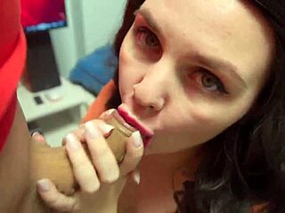 cute girl with big natural tits sucking and fucking in missionary for facial