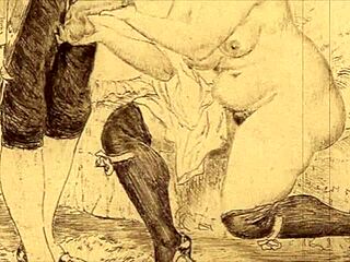 Wow, vintage erotic drawings come alive in wild hentai!