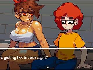 in this gym buddies hentai game, the muscular girl loves sucking cock after training