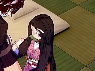 Tanjiro and Nezuko get wild in hentai sex scene!