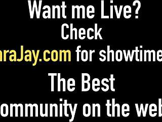 Sara Jay Fingers Wet Hairless Pussy with Long Dildo