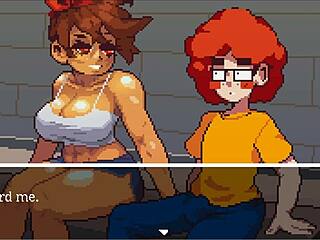 in this gym buddies hentai game, the muscular girl loves sucking cock after training