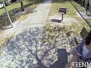 filling teen 18+ scarlett sawyer's mouth with sex cream after rough doggystyle action.