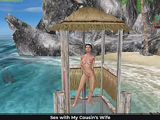 English Audio Sex Story with Animated 3D Cartoon Girl Posing on Beach and Showering
