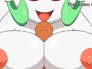Gardevoir Gets Bred by Monster Cock, Cumshot on Big Tits After Blowjob