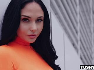 Vixenplus hot brunette gets her ass filled with cock in doggystyle, missionary, and deepthroat positions before facial