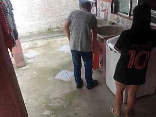 housewife pays technician with ass while husband away!