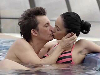 Old guy scores big with stunning young 18+ lady in passionate encounter.