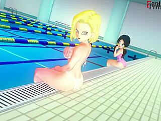 android 18 fucking android 21 in see through bikini