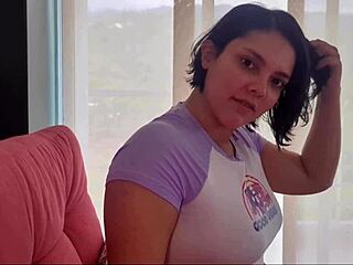 Found my bratty hermanastra in lingerie on the sofa for rough play.