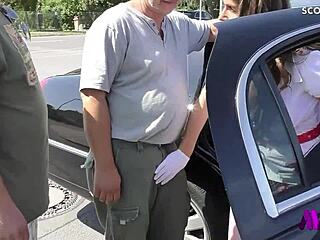 German milf Sexy Susi picks up strangers for raw car orgy.