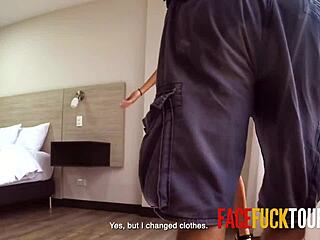 gorgeous latina deepthroats big cock, but can she handle rough face fucking?