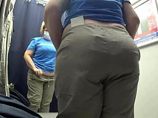 i saw this big ass in white panties, curvy milf trying on pants in fitting room