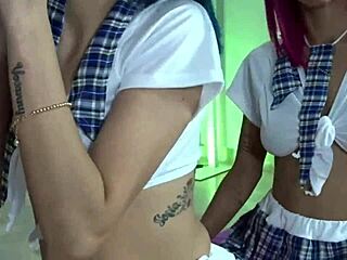 Jazmin Submissively Gets Throat Fucked on Knees with Friends