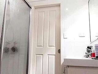 Wife with hairy pussy shows off her sexy beaver tits.