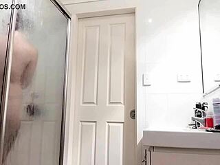 Wife with hairy pussy shows off her sexy beaver tits.