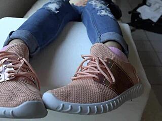 Kristy's Sneakers Fetish Gets Wild. Can You Handle Her Skinny Feet Close-Up?