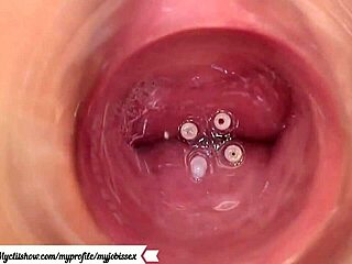 Detailed view of camera inserted in vagina during anal assfucking and masturbation session