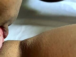 Cute brunette amateur gets her pussy licked by black guy