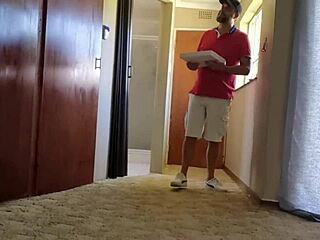 Fucking the pizza delivery boy doggystyle, shaking my big ass until he cums inside my vagina