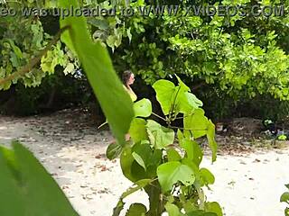 Voyeur pervert jerks off to busty milf and stepdaughter sunbathing, cums on their faces