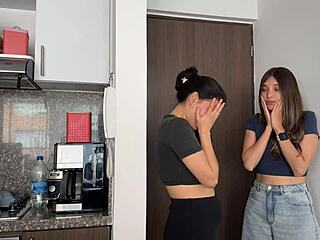 I’m my friend’s husband’s lover, so I comfort her with lesbian kitchen sex.