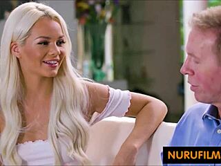 Babysitter sucks huge cock after steamy nuru massage