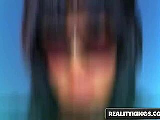 Eden, a young teen, flashes her big tits on the street for Romeo Price