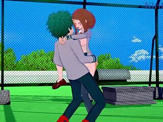 Ochako Uraraka and Izuku Midoriya in Wild Hentai Sex