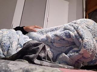 In a cold apartment we set up a room to warm up with girls.