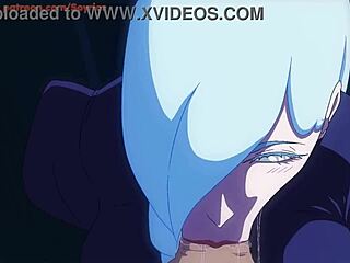 Mei mei gives a skilled blowjob to a well-endowed guy in outdoor hentai anime