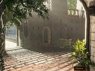 Fucking hot in the castle tower with cumshot on big tits 😍