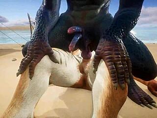 Tiger Fucks Lizard's Ass and Makes Him Cum Multiple Times with Blowjob