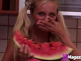 Skinny Paris Tale Messes with Watermelon in Fetish Play