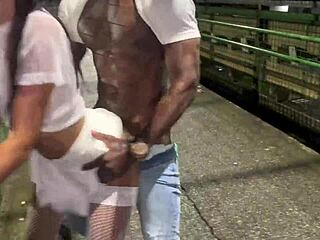 Coelhinha Fucks on Street Walkway and Car in Rain