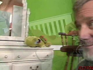 look at this hot blonde teen fucking an old guy. is she sucking his cock too?