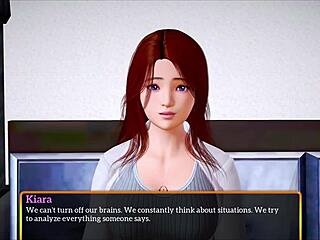 Redhead in cartoon fucks with big tits in hentai game