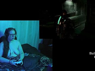 Naked brunette bbw plays deadspace with big natural tits