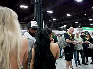 We kissed and fucked big ass in public parking lot at Exxxotica NJ