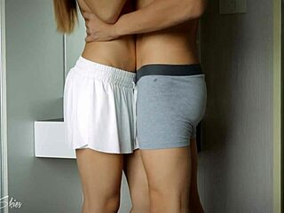 Standing Sex Skinny Brunette Gets Cum On Tits