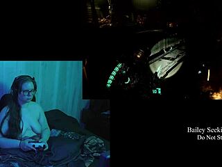 Naked brunette bbw plays deadspace with big natural tits