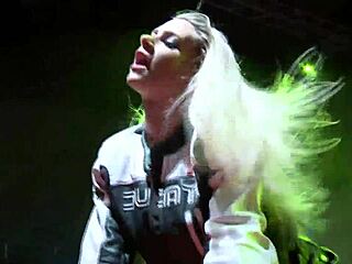 skinny babes perform dildo show on stage