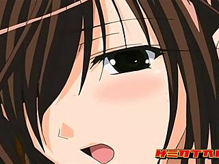 Step sister and brother caught in blowjob and facial action in hentai