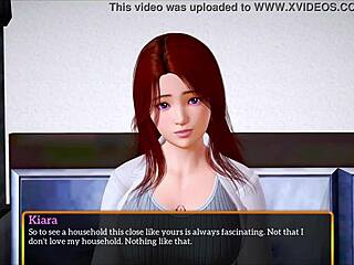 Redhead in cartoon fucks with big tits in hentai game